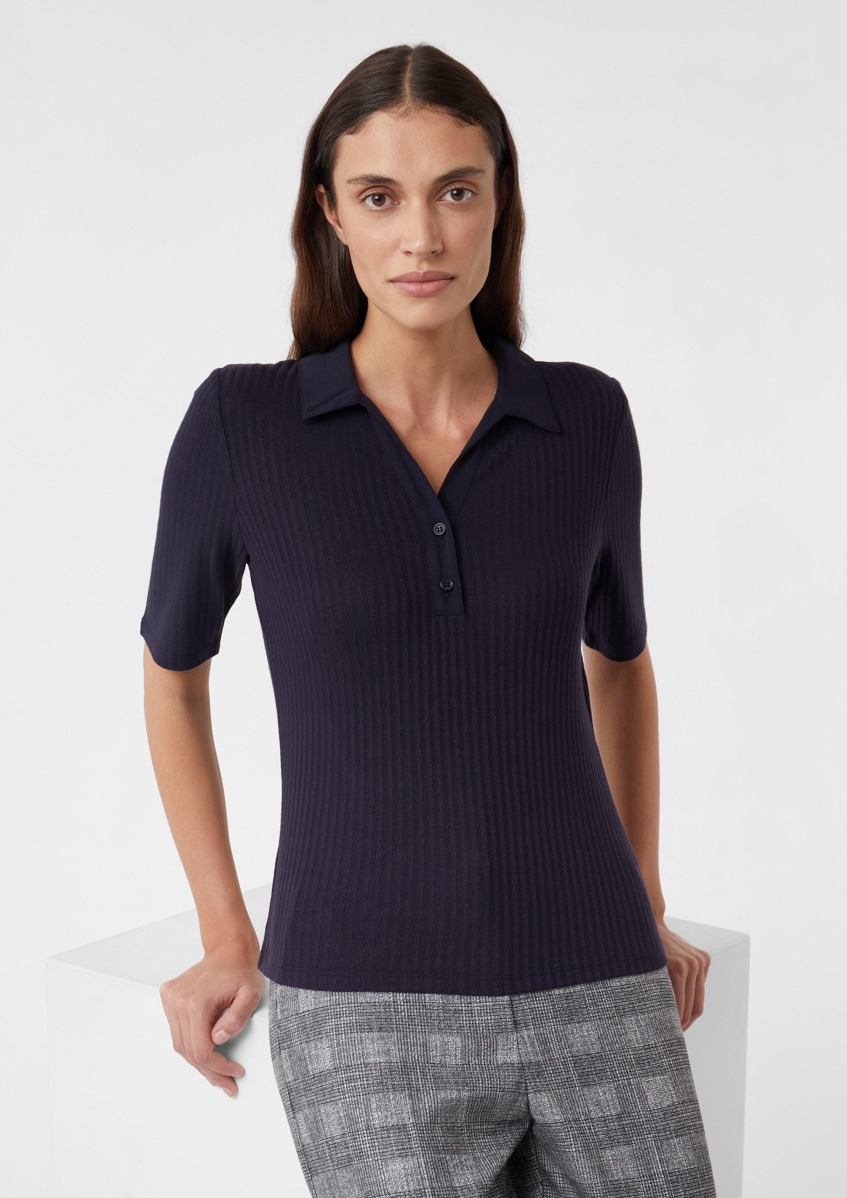 comma Kurzarmshirt Strukturiertes Poloshirt im Slim günstig online kaufen