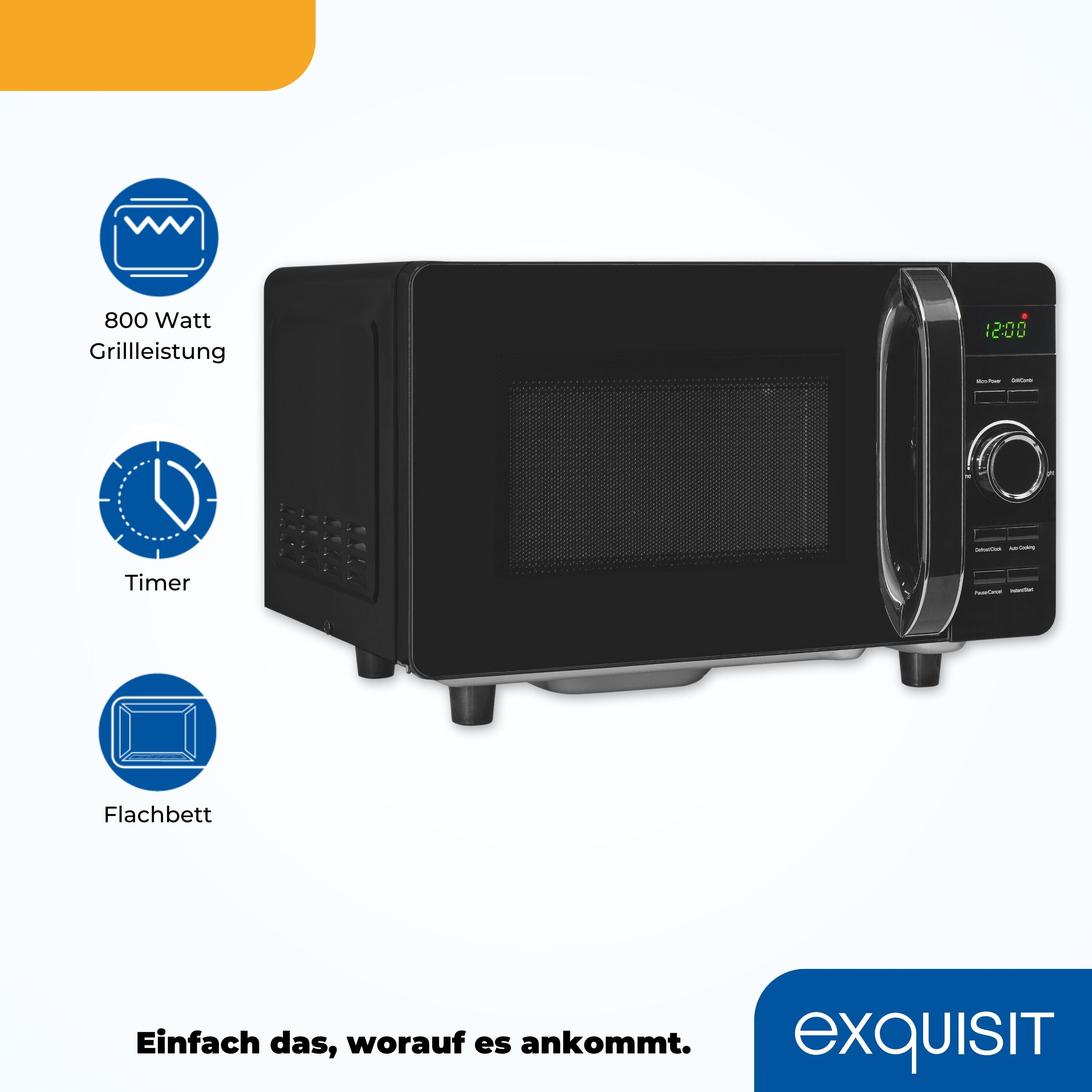 exquisit Mikrowelle MW4020-F-240DIG, Mikrowelle, Grill, 20 l, Elektronische Steuerung, 8 Automatische Kochprogramme