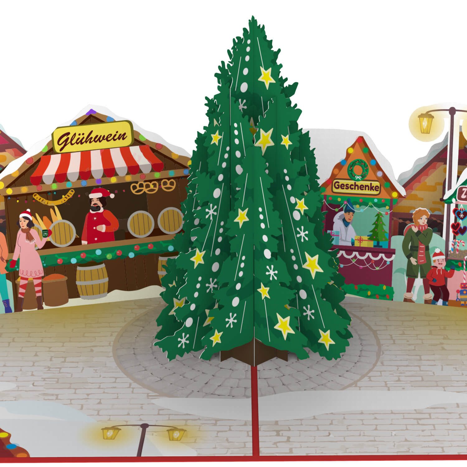 papercrush Weihnachtskarte Weihnachtsmarkt Pop-Up Karte, Handgemacht, Lasergeschnitten, Pop-Up