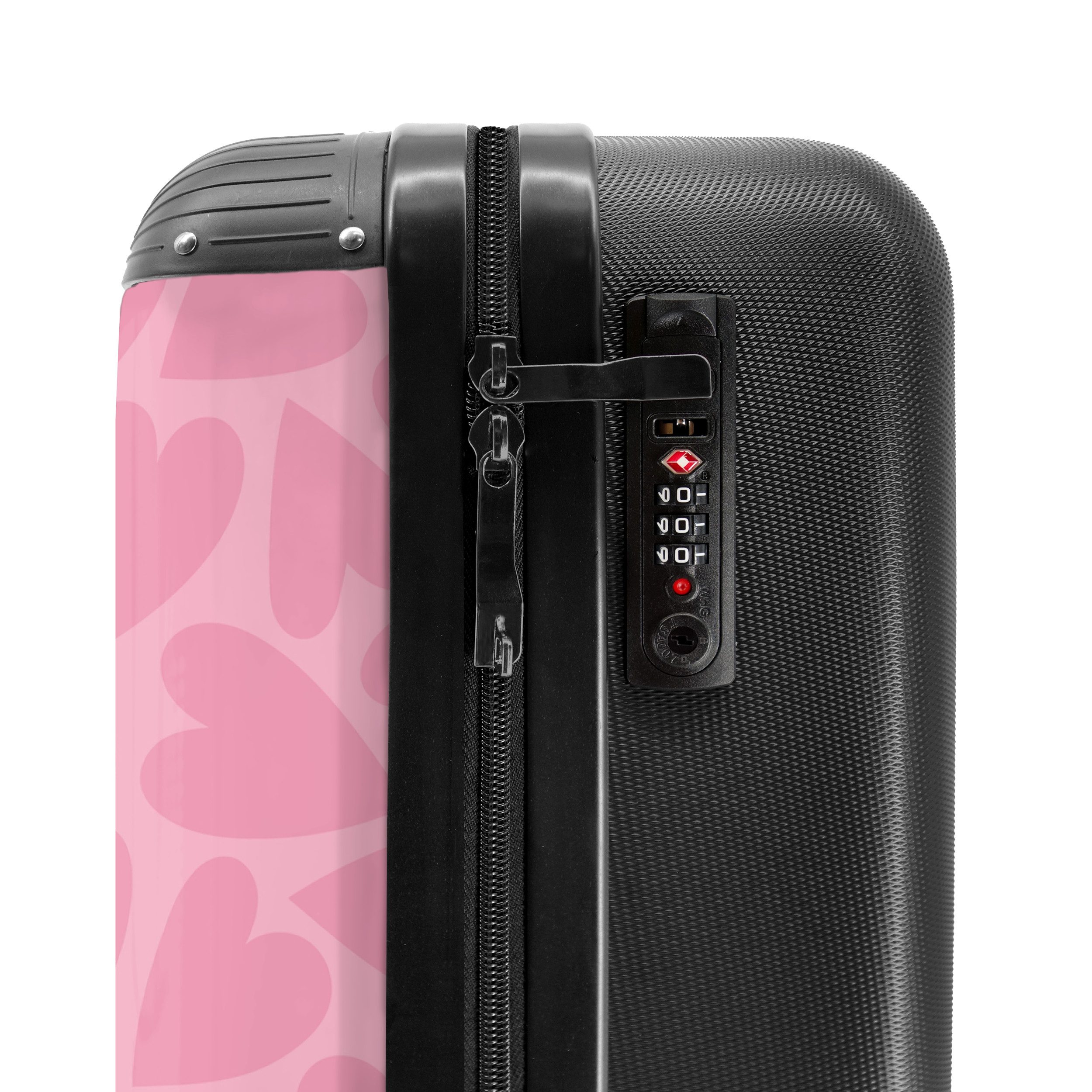 NoBoringSuitcases.com© Kinderkoffer Rosa Herzen Muster 55x35x20cm, Handgepäck-Koffer, Kinderkoffer, Reisekoffer Mädchen – Bild 5 von 5