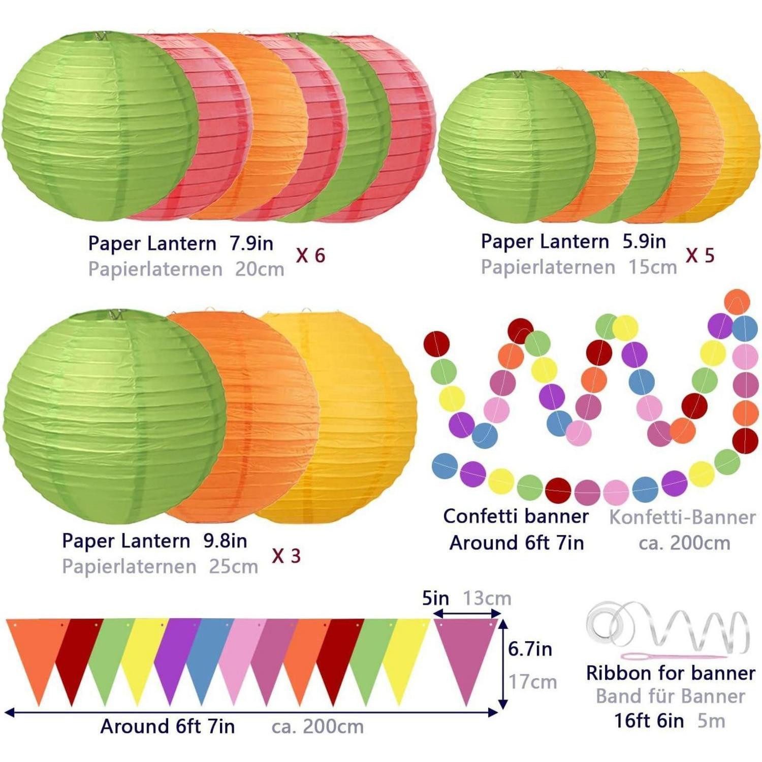 LuxusKollektion Papierlaterne Sommer Party Deko Papierlaterne Hawaii Gartenparty Lampion Gelb Orange