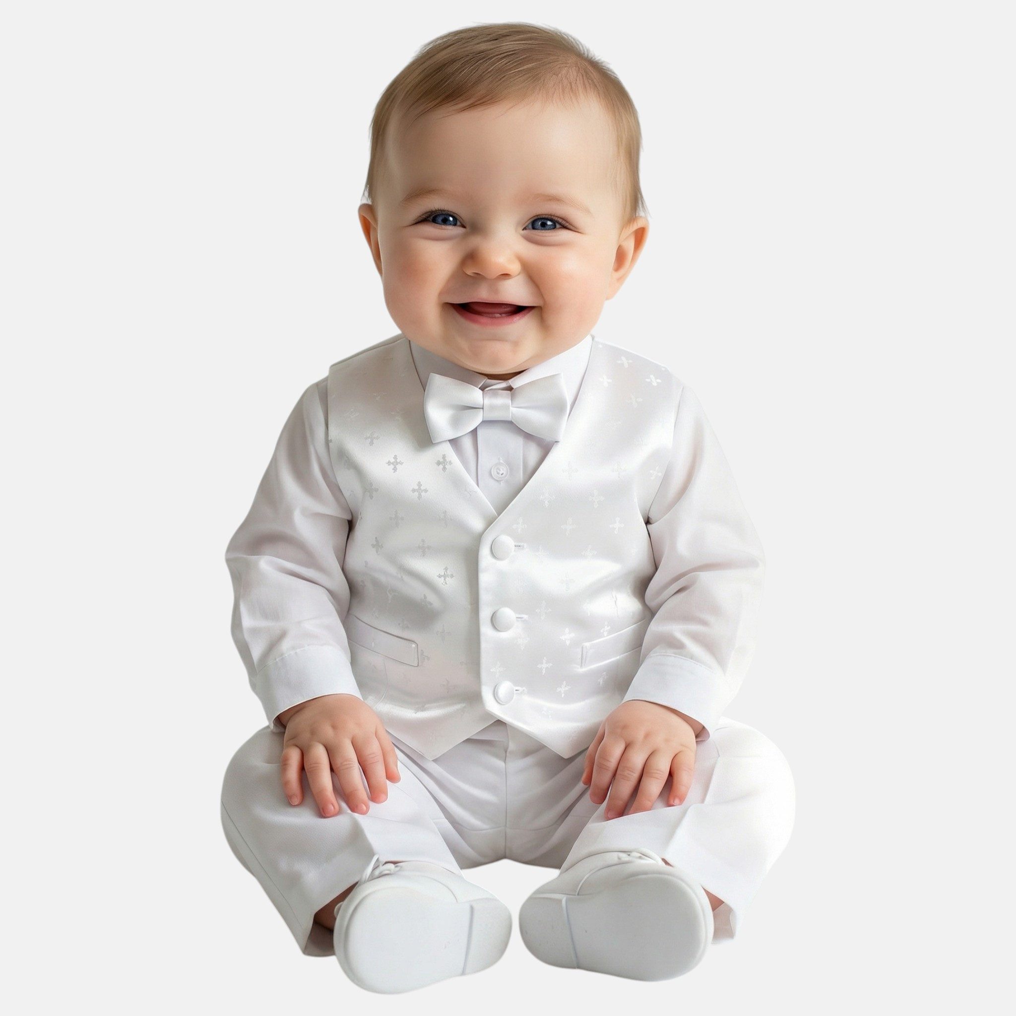 Tom Kids Kinderanzug Exklusiver Baby-Taufanzug Weiß Taufe, Feier, Hochzeit 3 - 24 Monate Anzug Jungen weiss 3 - 24 Monate