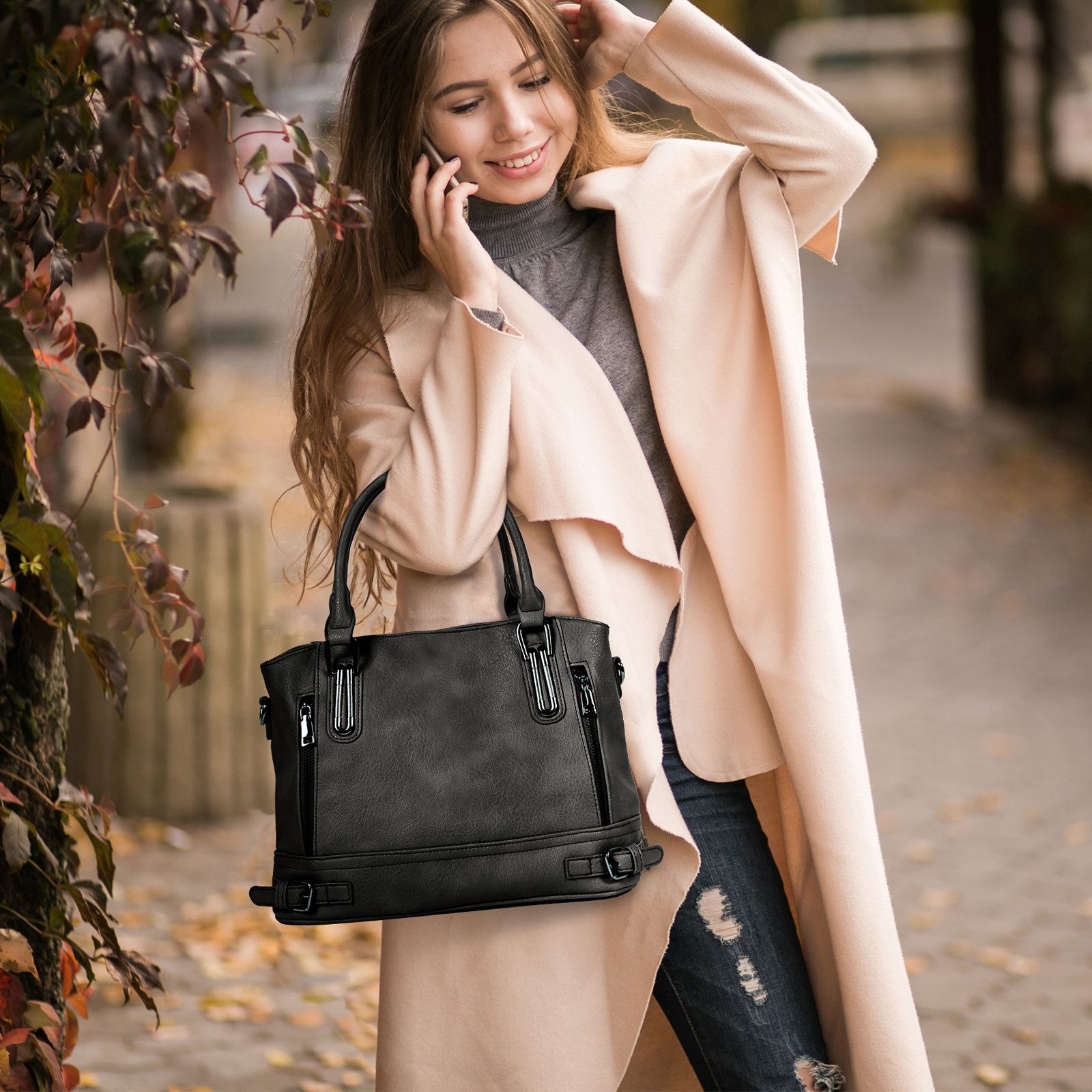 TAN.TOMI Henkeltasche Handtasche Leder Henkeltasche Top Griff Tasche, Vintage Weiches Umhängetasche Schultertasche für Frauen