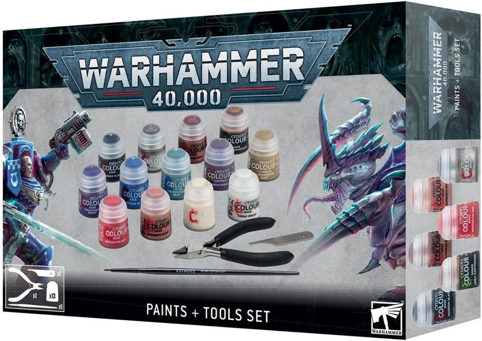 Games Workshop Modellbausatz Games Workshop Warhammer 40.000: Farben + Werkzeuge Set Modell 14+