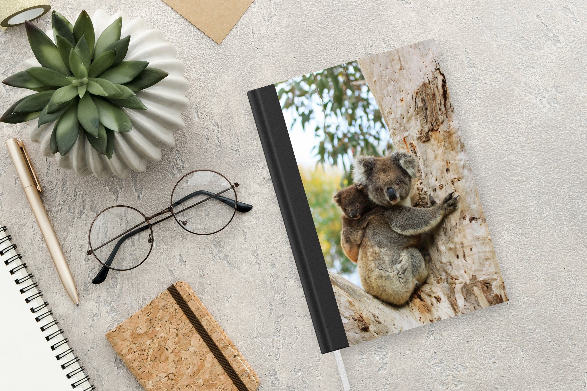 Koalas Haushaltsbuch Jungen Notizheft, Baum Seiten, A5, 98 - Kind Notizbuch Merkzettel, - Journal, - Tagebuch, - MuchoWow Mädchen,