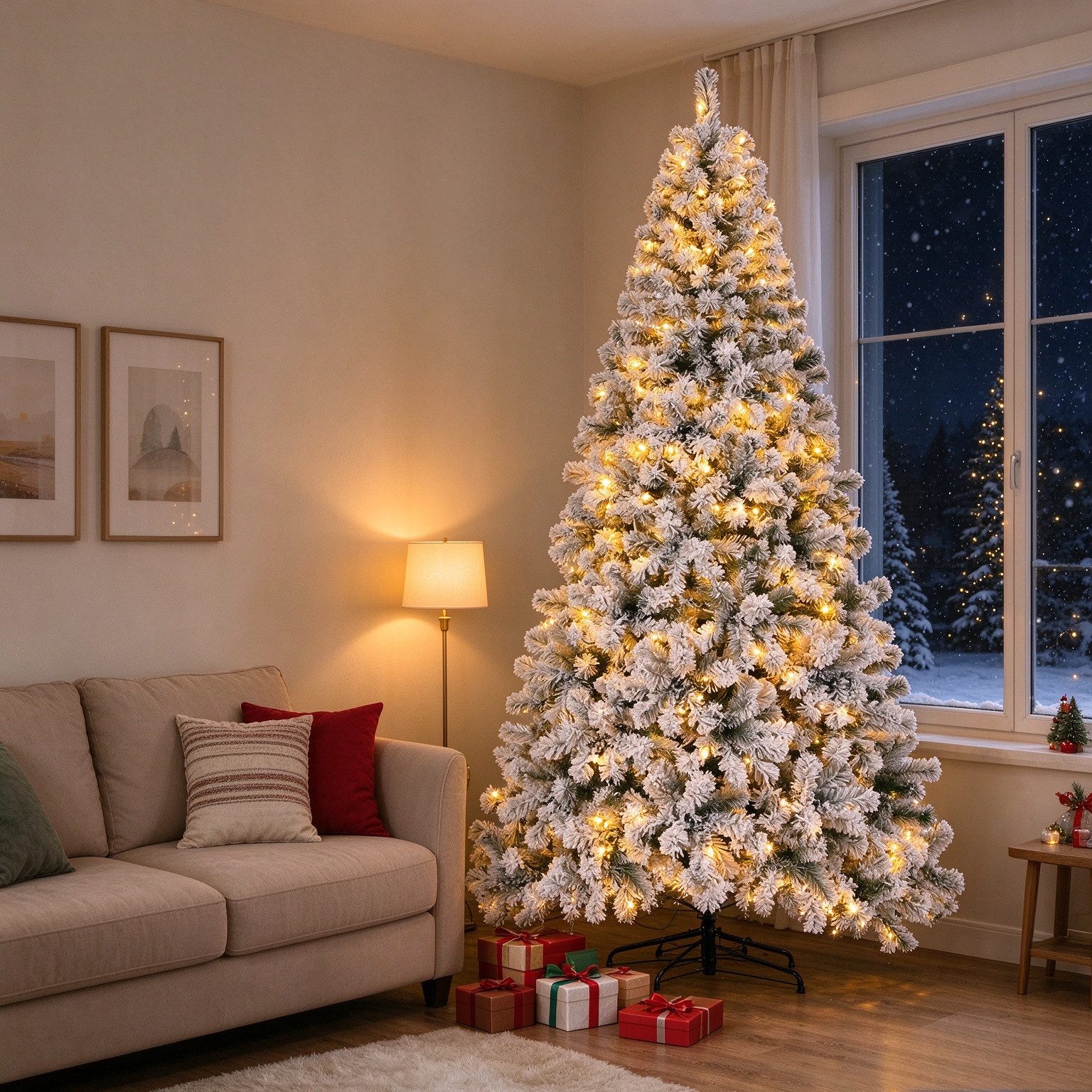 VINGLI Künstlicher Weihnachtsbaum mit Lichtern, Weihnachtsdeko mit Metallständer, für innen & Außen, 100 Warmen Lichtern, 8 Modi, 750 Spitzen, PVC, Grün