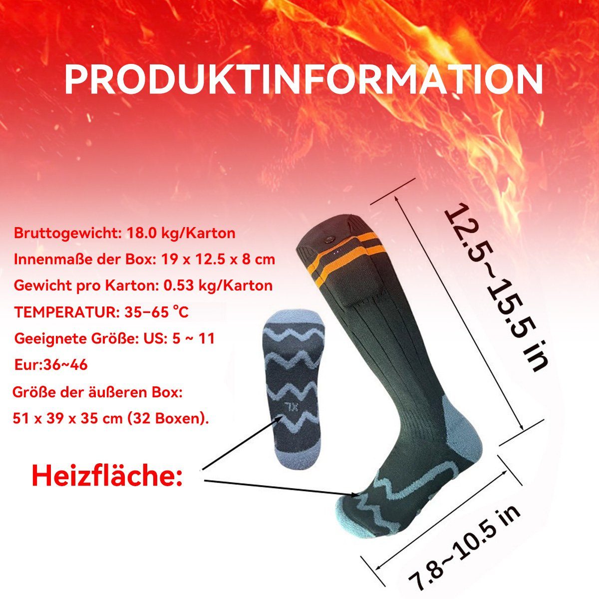 Heizsocken, warme und waschbare DOPWii Thermosocken batteriebetriebene Socken