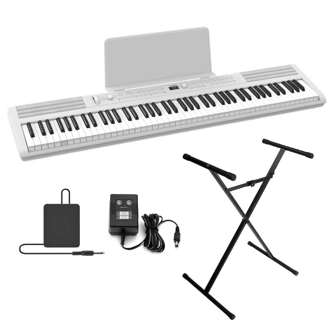 Digitalpiano Artesia PE-88 Digitalpiano Weiss mit Keyboardständer