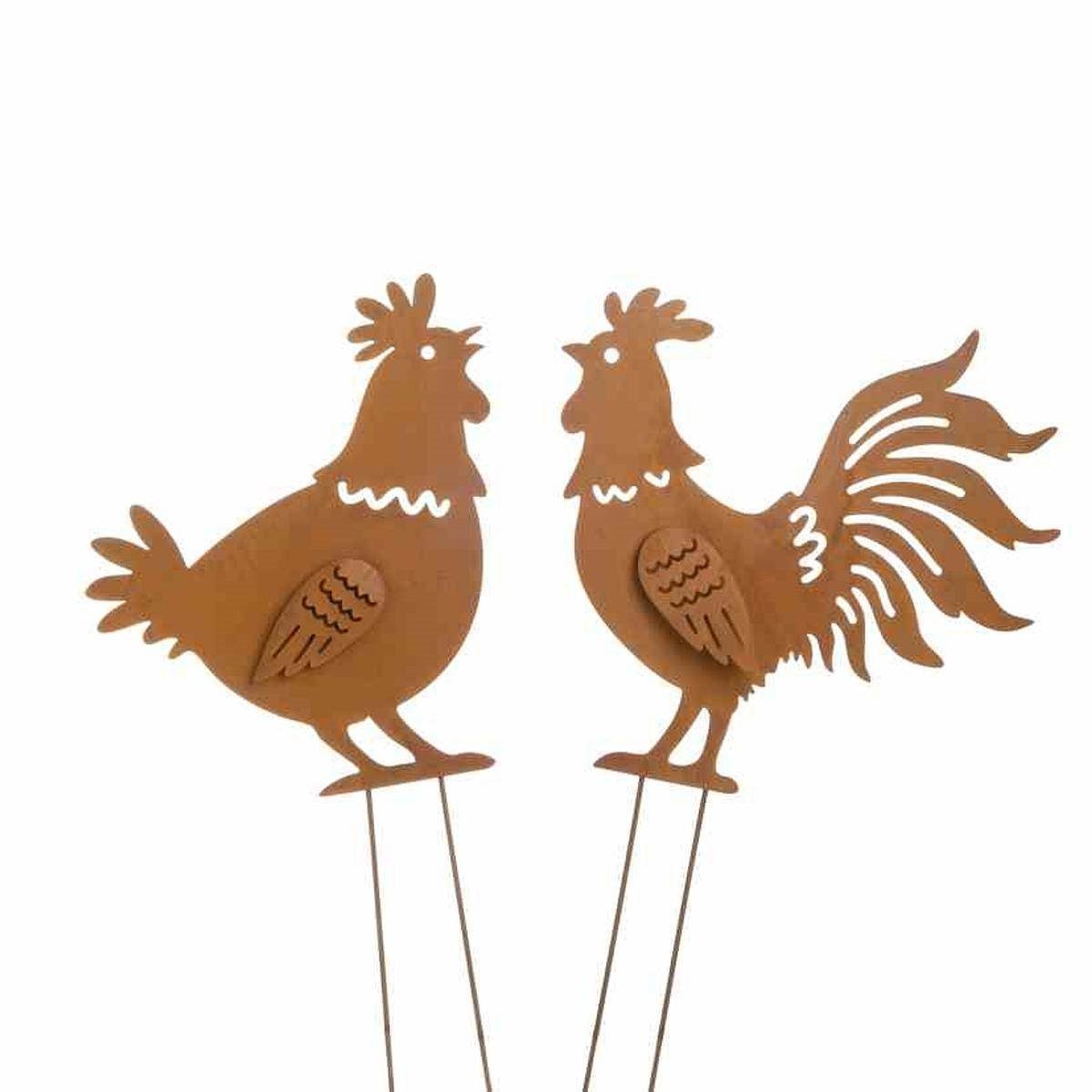 Dekoobjekt Garten Stecker Henne und Hahn, Garten Deko Hühner