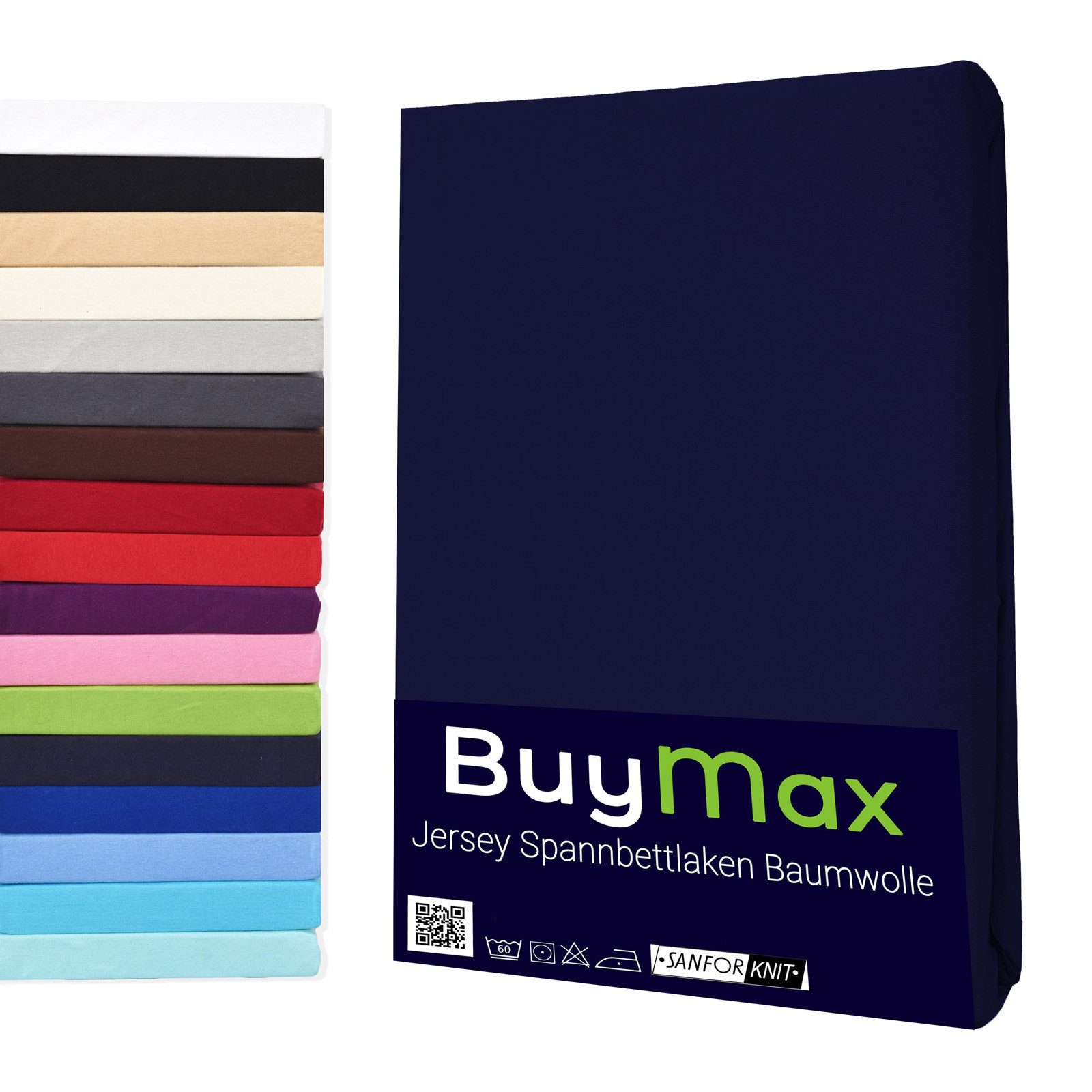 Buymax Spannbettlaken Buymax Jersey aus 100% Baumwolle, Jersey, Gummizug: Rundumgummi, (1 Stück), Pflegeleicht und Atmungsaktiv in Verschiedenen Farben und Größen