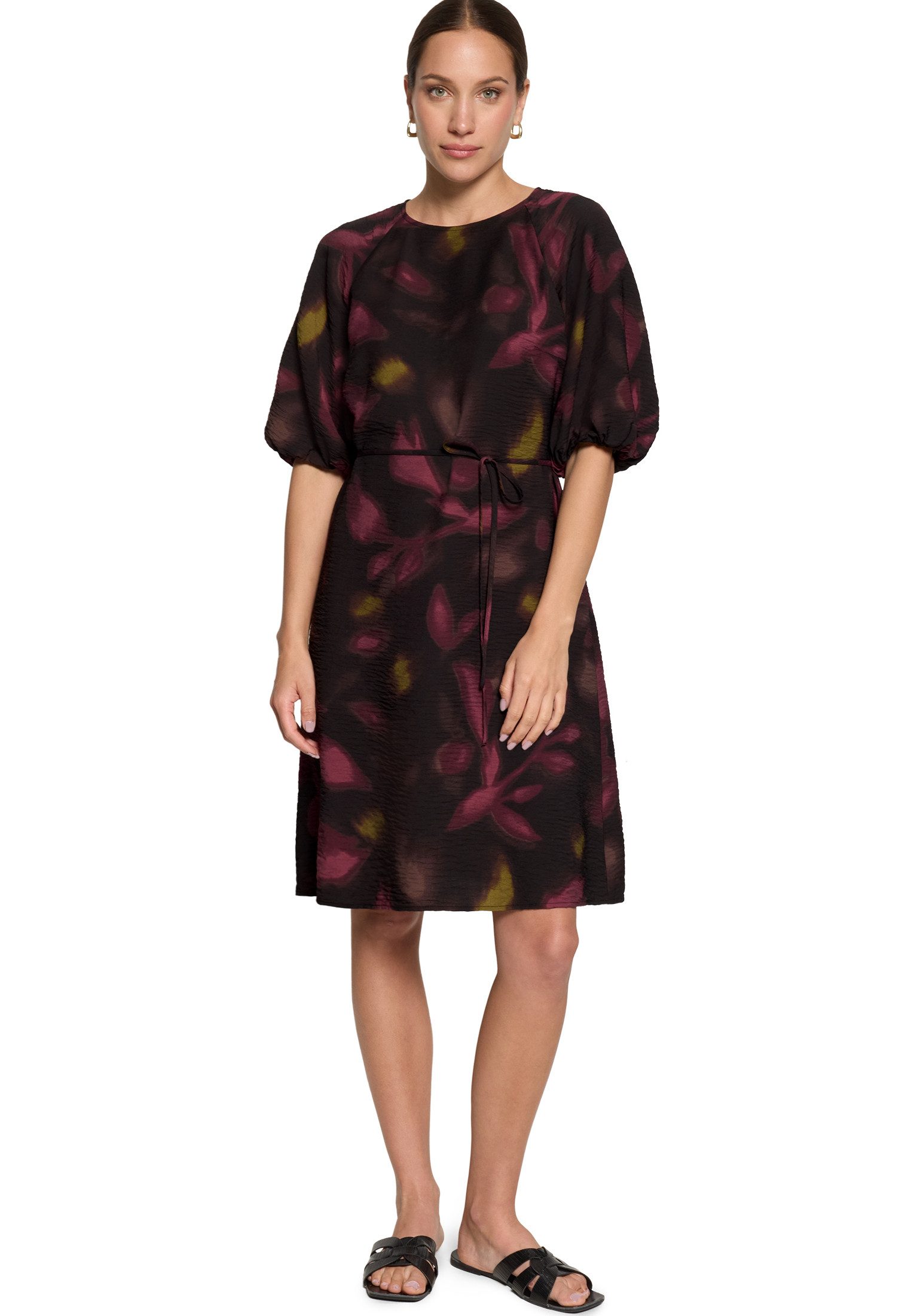 Druckkleid Damen mit Bindegürtel