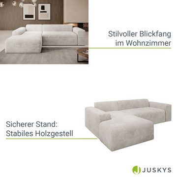 Juskys Ecksofa Vals, modern, L-Form, Stoff, bequem, samtig wie Cord, breiter Sitz