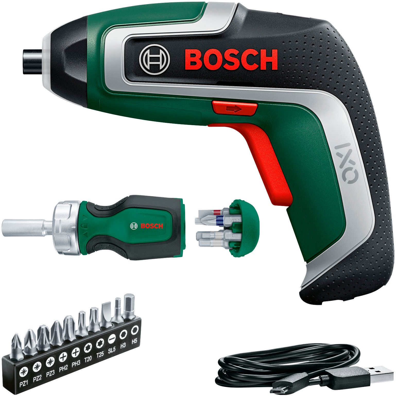 Bosch Home & Garden Akku-Schrauber »IXO 7« mit Stubby Ratschen-Schraubendreher in Softbag, 5,5 Nm, (Set, 3,6 V, 2 Ah Akku), Kabelloser Allrounder zum Schrauben
