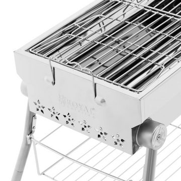 Royal Catering Holzkohlegrill Holzkohlegrill Ablage und klappbarer Rost 53 x 26 cm Edelstahl