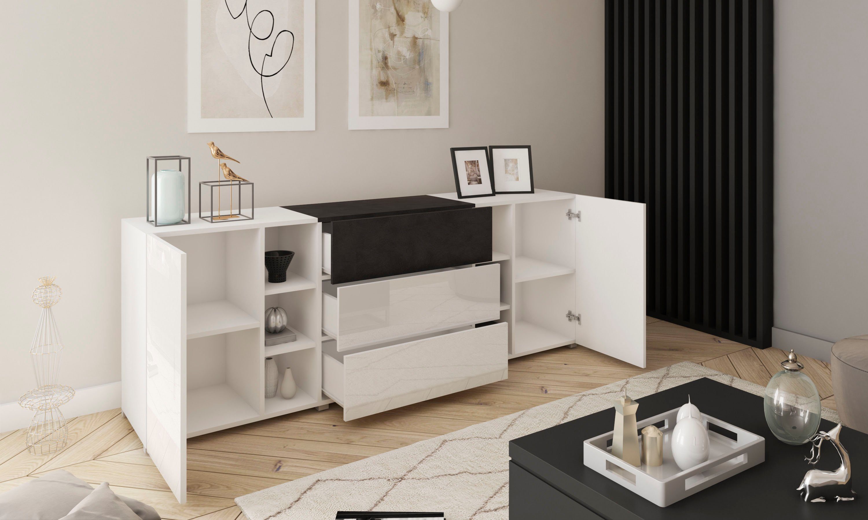 INOSIGN Sideboard BERLIN, Moderne grifflose Kommode günstig online kaufen