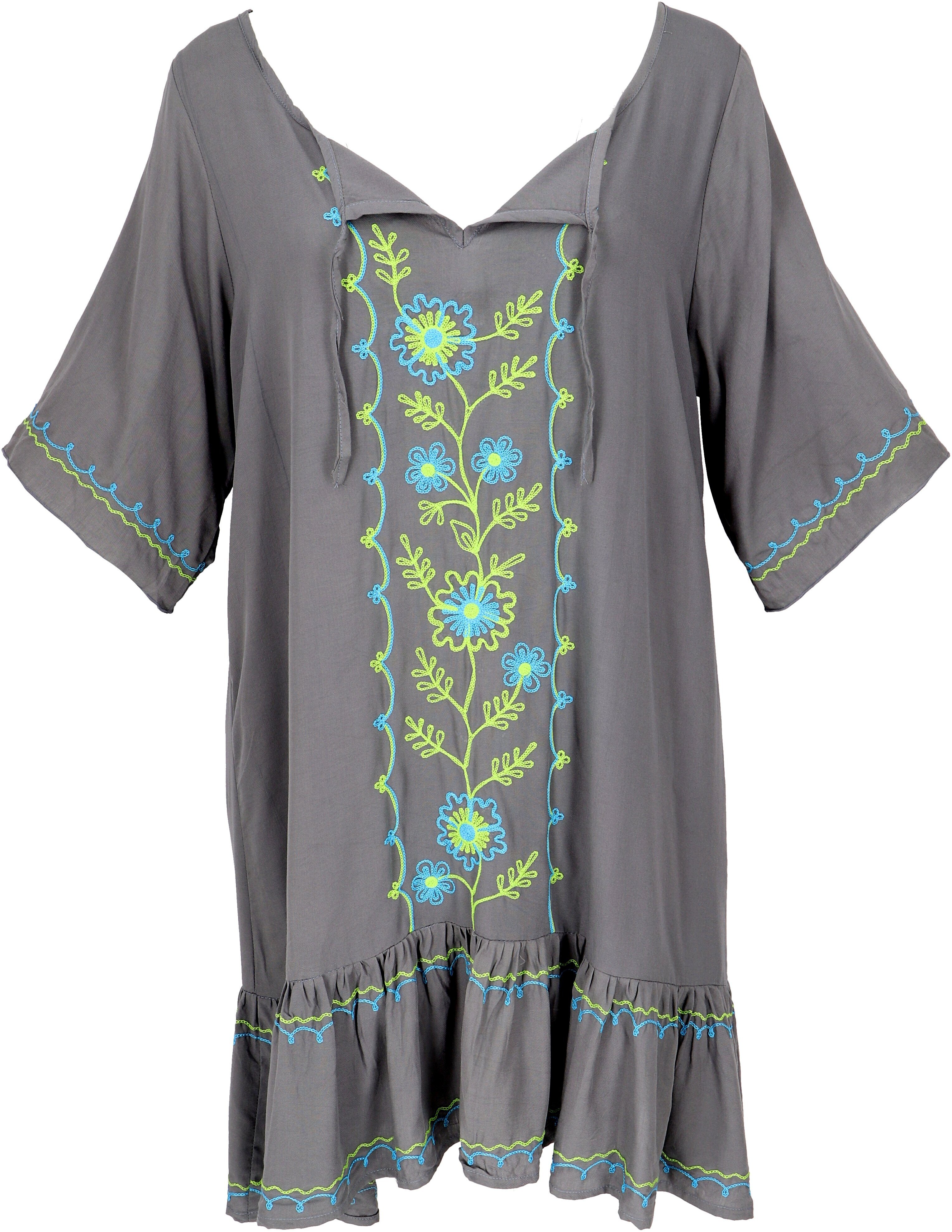 Guru-Shop Midikleid Bestickte Hippie Tunika, Boho Strandkleid,.. alternative Bekleidung – Bild 3 von 5