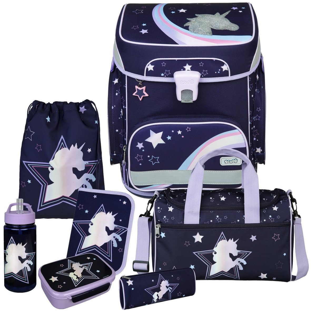 Scooli Schulranzen 1.Klasse Mädchen EasyFit in unterschiedlichen Sets (8-tlg)