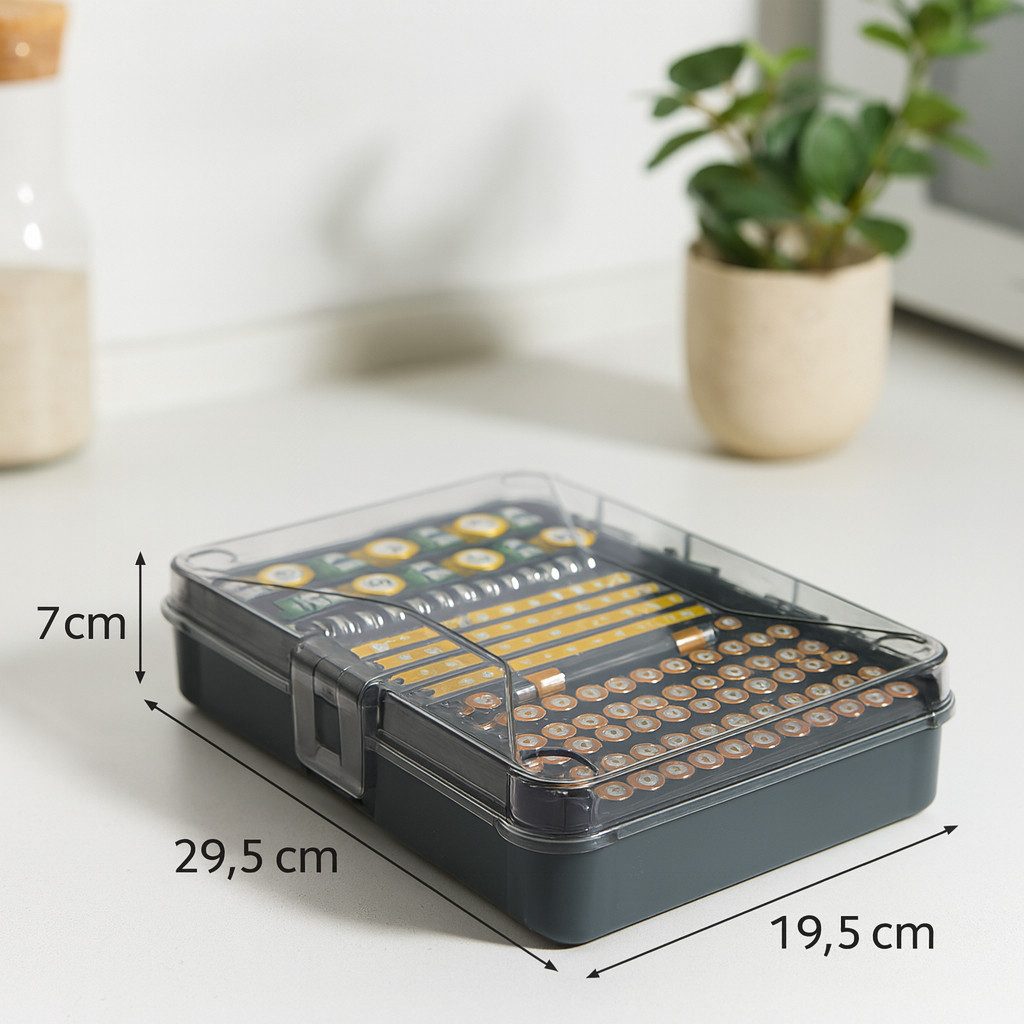 Kreher Batteriebox mit Unterteilungen für AA, AAA, C, D, 9V & Knopfzellen