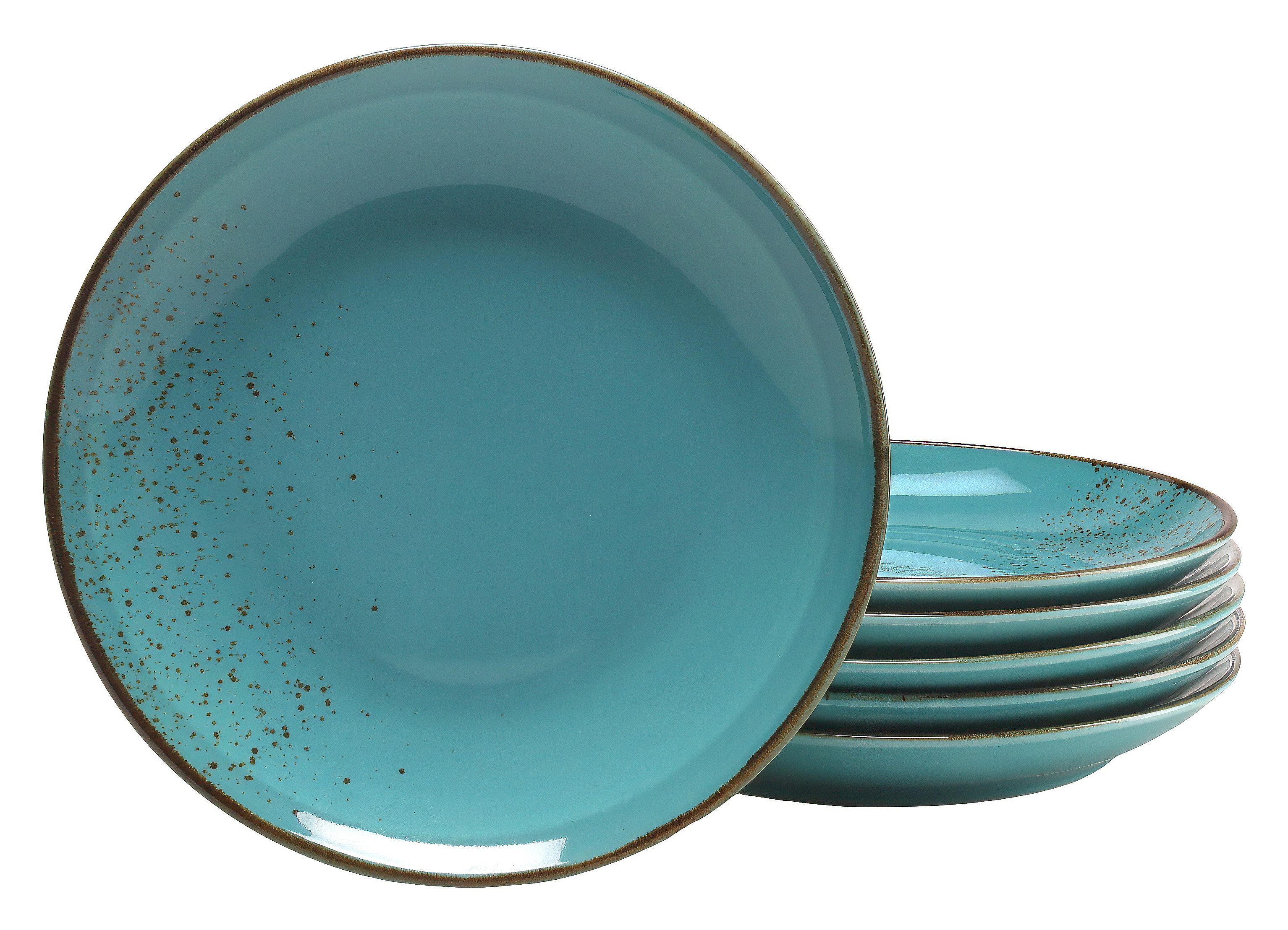 CreaTable Dessertteller Essteller NATURE COLLECTION, (6 St), Teller Set für 6 Personen, Ø 21 cm, Steinzeug