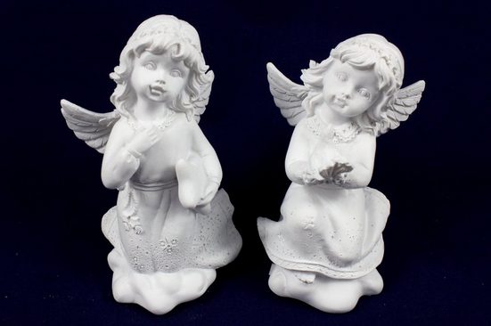 Creation Gross Engelfigur »2er Set weißer Engel Figur mit Stern & Taube, Schutzengel, kniend/betend auf Wolke, Sternenkranz als Kopfschmuck H.: 9,5cm« (2 Stück)