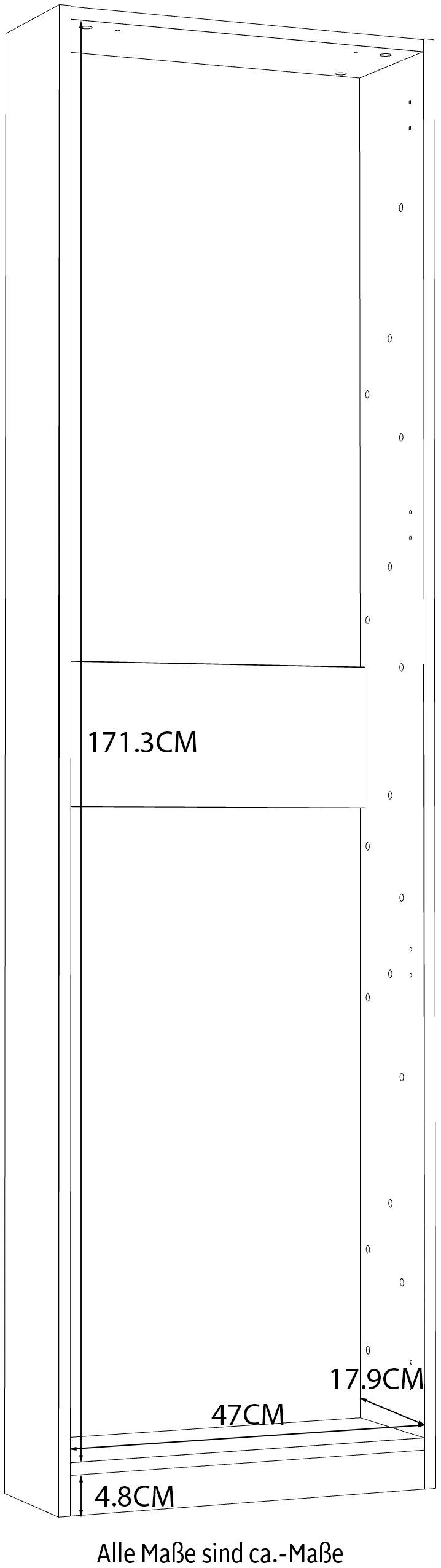 FORTE Schuhschrank Calma Schuhschrank, Spiegeltüre, 12 Paar Schuhe, Türanschlag wählbar (B/H/T : 50/179,7/20 cm) Schuhschrank mit Spiegeltüre, 180cm hoch, 12 Paar Schuhe