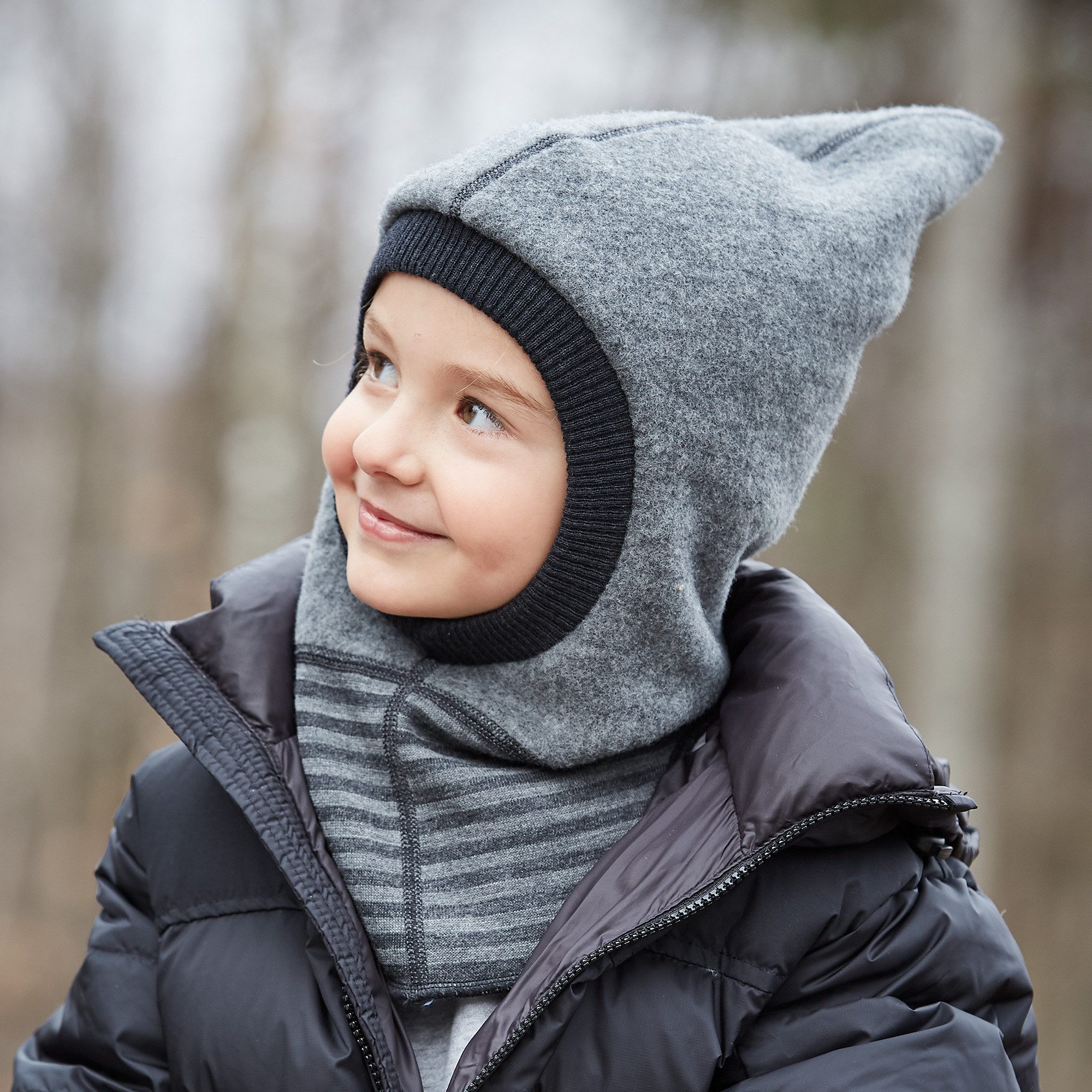 MAXIMO Schlupfmütze GOTS MINI-Schlupfmütze, Zipfel Wollfleece kbT, Jersey kbA (1-St) Wollfleece