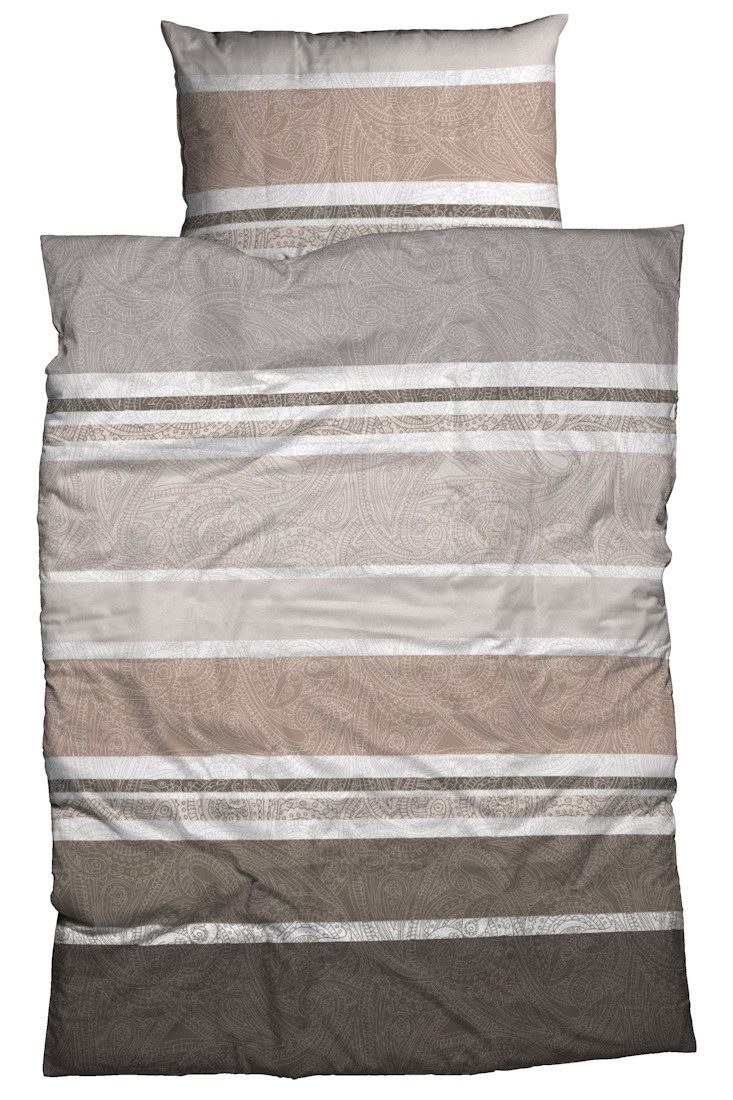 LIVING DREAMS Bettwäsche Satin Bettwäsche NATURE 135x200 cm 155x220 cm Bettwäsche Set Streifen, 2 teilig