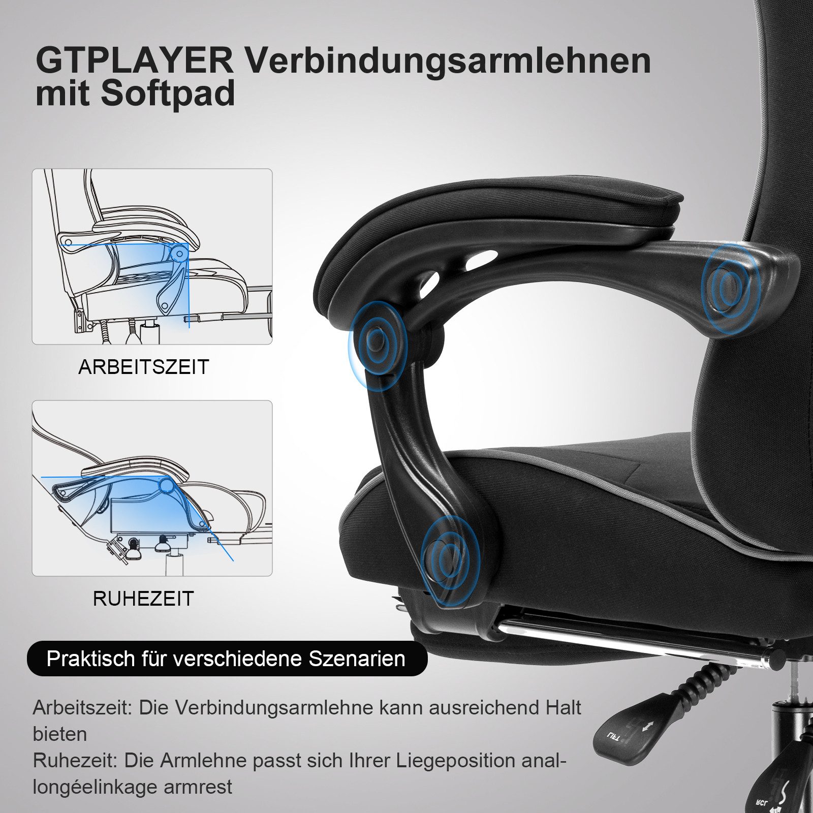 GTPLAYER Gaming-Stuhl Bürostuhl mit Massagefunktion, Fußstütze, günstig online kaufen
