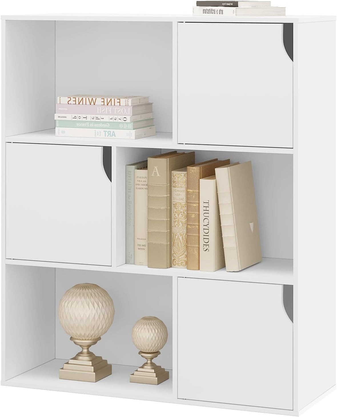 EUGAD Bücherregal, 1-tlg., Würfelregal mit Türen aus Holzwerkstoff Weiß