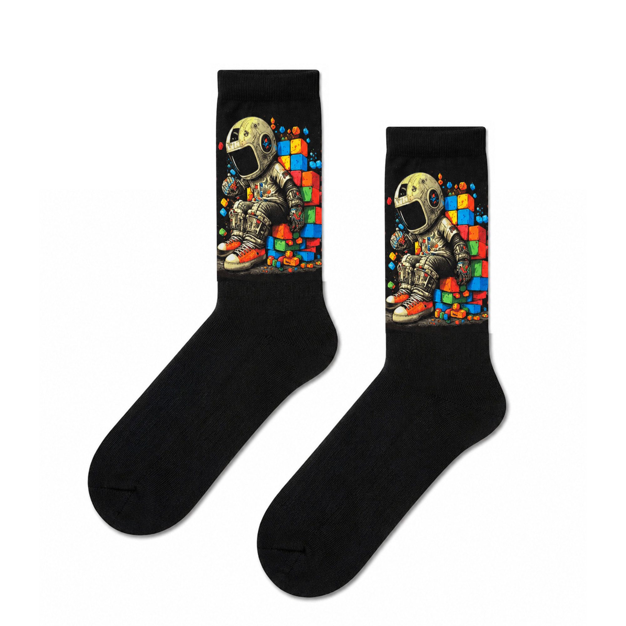 Chili Lifestyle Freizeitsocken Motivsocken Lustige Socken mit Banderole als Geschenksocken (1-Paar, Auffällige Socken mit Astronaut Motiv – OneSize) Weichbund ohne Gummidruck
