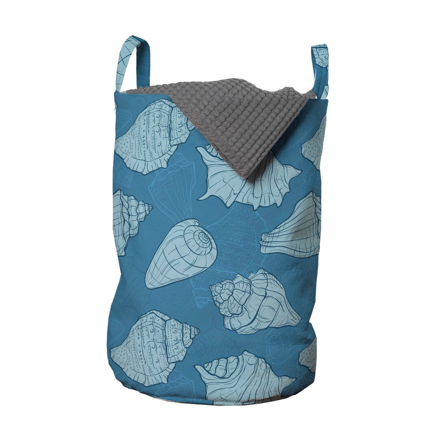 Abakuhaus Wäschesäckchen Wäschekorb mit Griffen Kordelzugverschluss für Waschsalons, Muscheln Nautical Kreative Shells