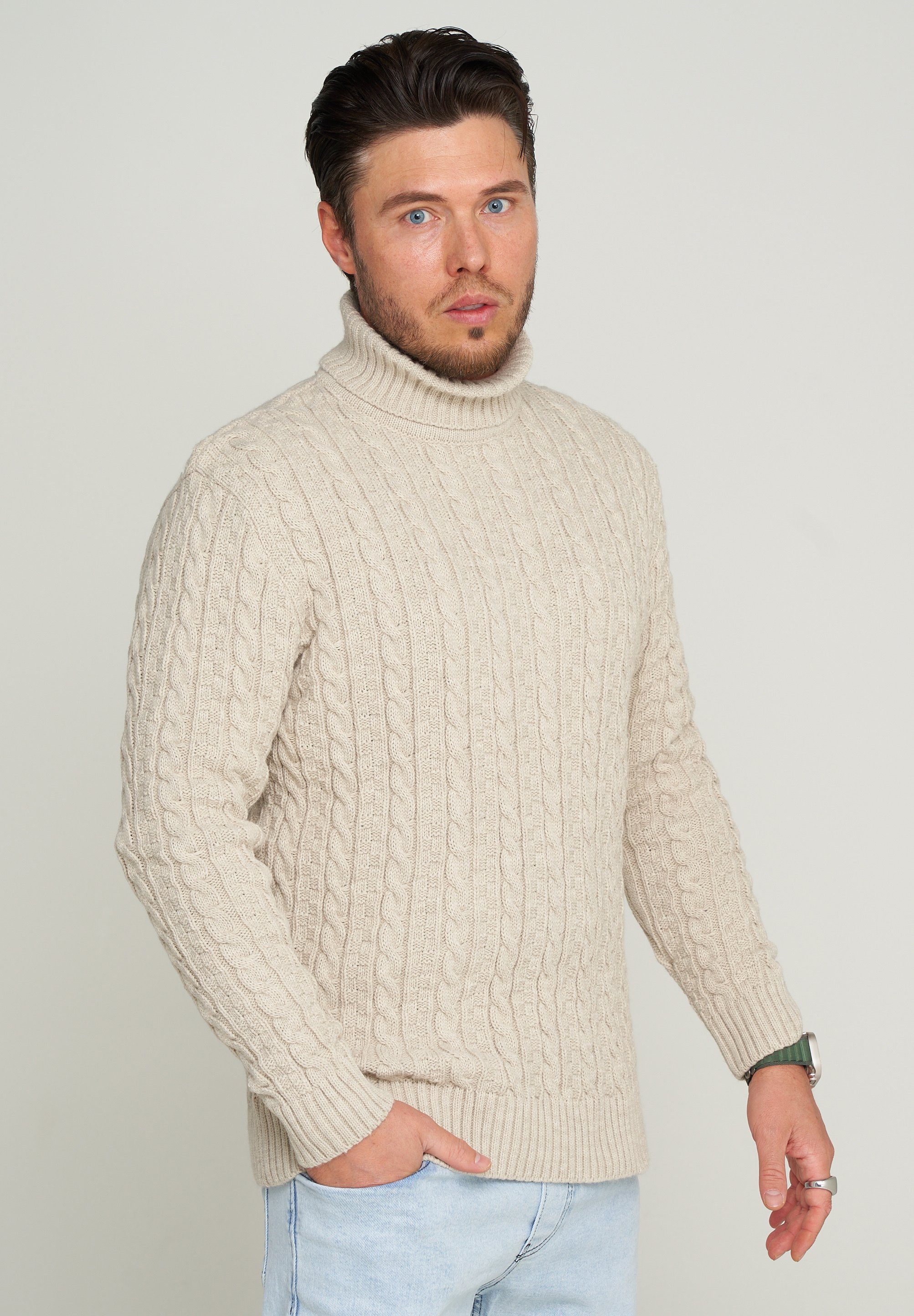 CARISMA Rollkragenpullover CRMUS Grobstrick Zopf-Muster