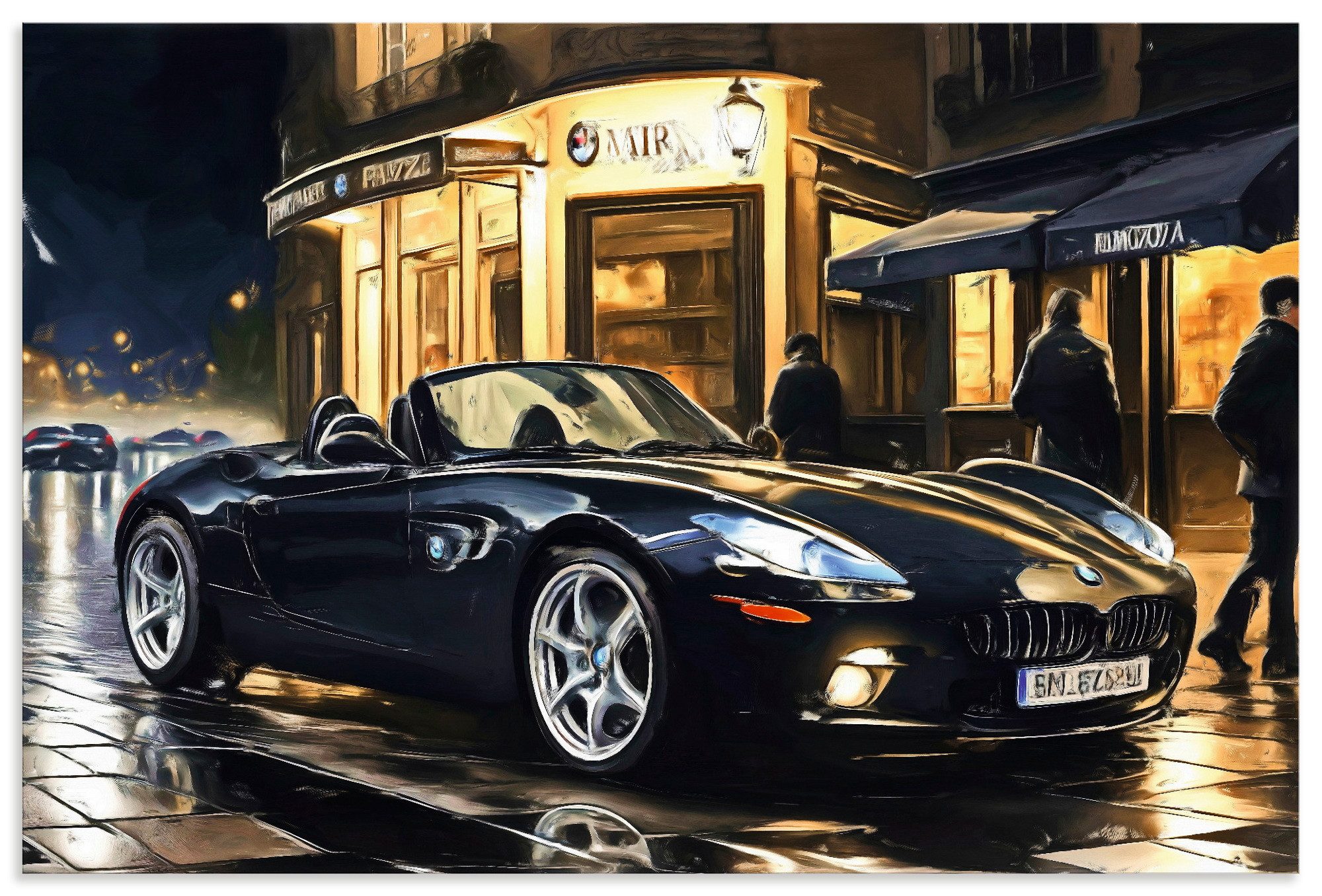 Artland Wandbild BMW Z8 nachts in Paris, Auto (1 St), als Alubild, Leinwandbild, Poster, Wandaufkleber in verschied. Größen