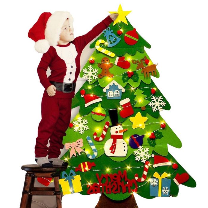 longziming Künstlicher Weihnachtsbaum Filz Weihnachtsbaum Weihnachtsbaum Künstlich mit 32 PCS Ornamenten