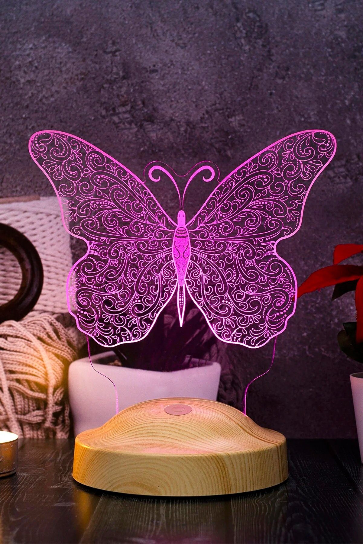 fest 3D Leuchte Weihnachtsgeschenk Nachttischlampe Schmetterling für Nachtlicht Butterfly Geschenkelampe integriert, Tochter, Geburtstagsgeschenk, LED Gravur 7 Mädchen Farben Enkelin,
