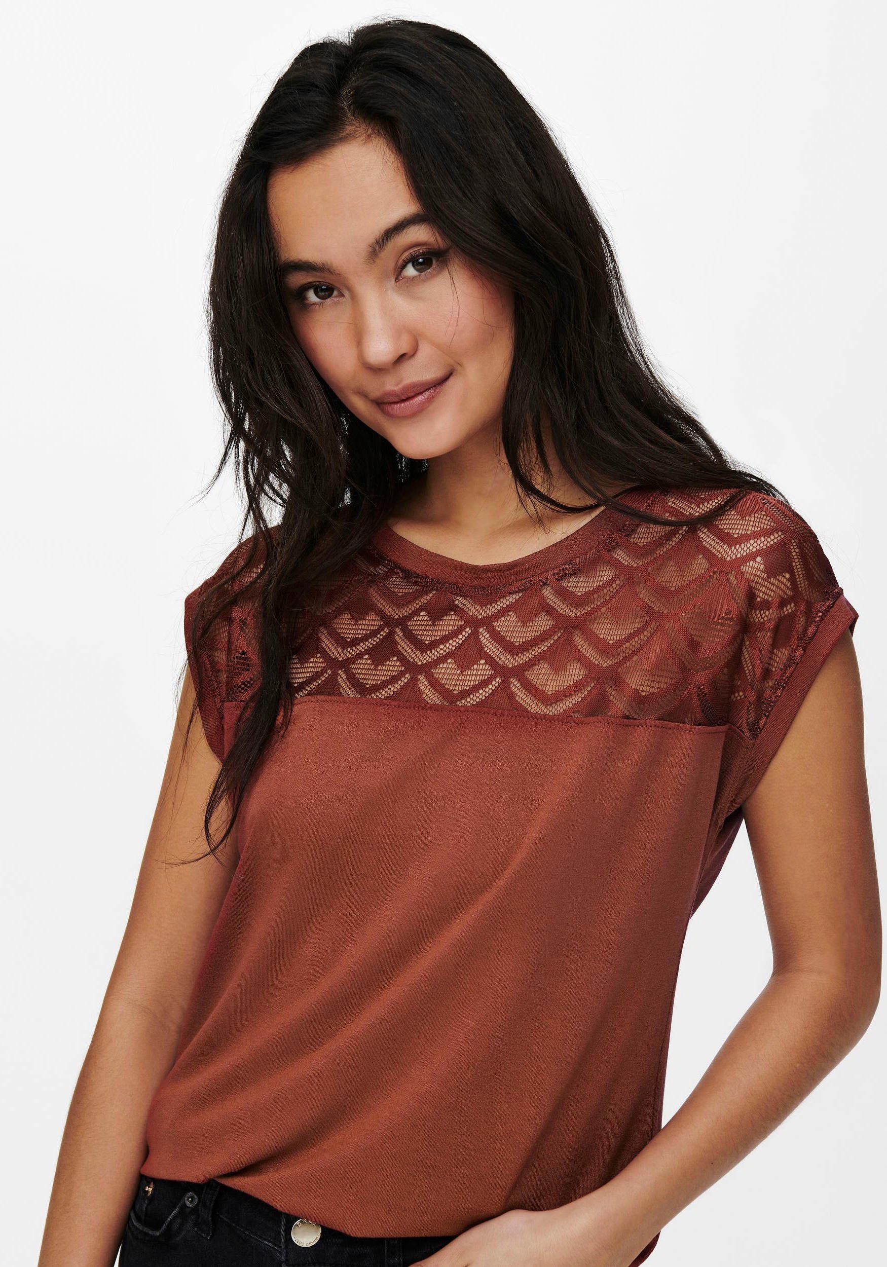 ONLY Spitzenshirt ONLNICOLE LIFE S/S MIX TOP NOOS JRS