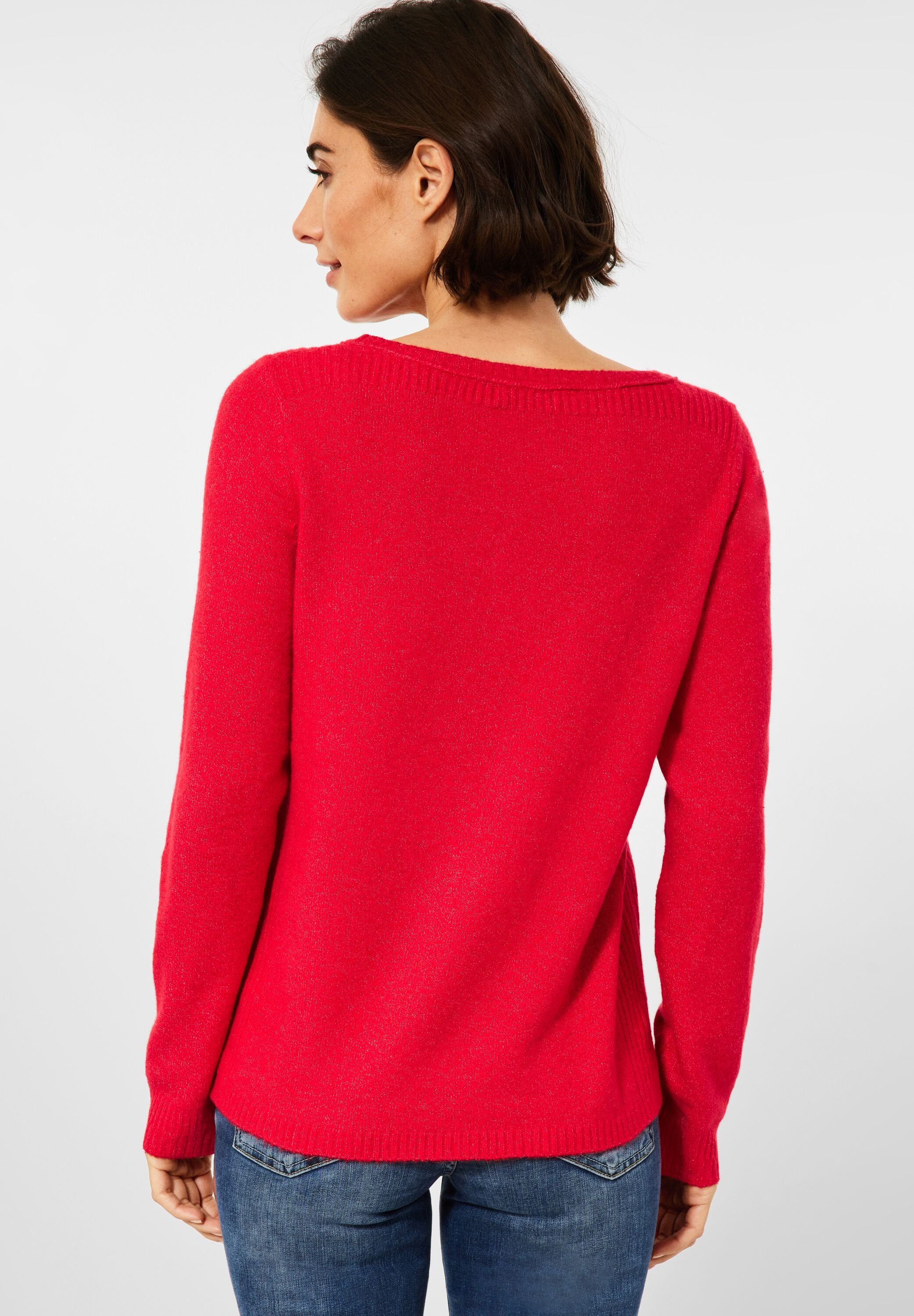 Cosy Red Locker Rundhalspullover Cecil Strong in (1-tlg) geschnitten Cecil Pullover