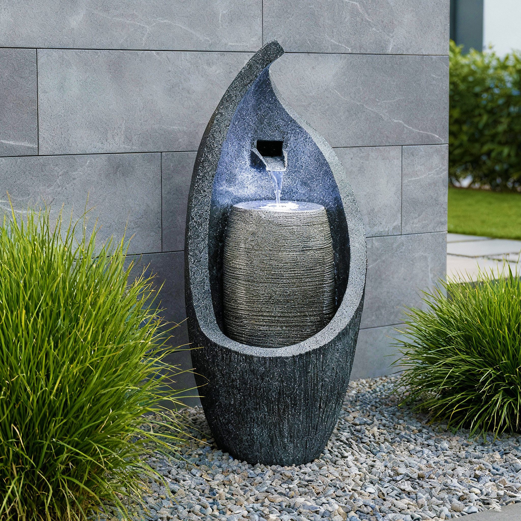 Arnusa Gartenbrunnen Moderner Springbrunnen mit LED Beleuchtung Zimmerbrunnen, für Innen und Außen
