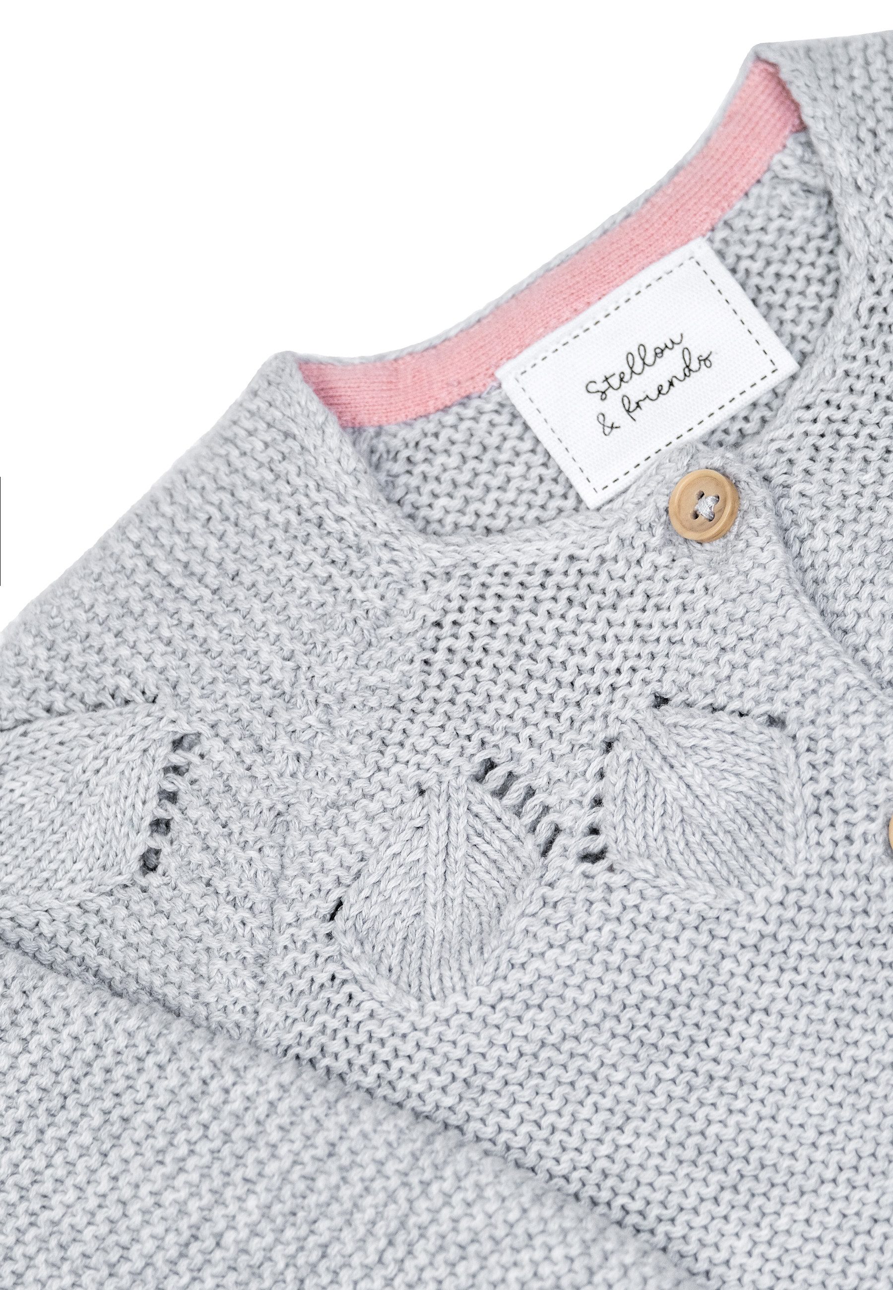 Stellou & friends Strickjacke Stellou & friends Ajourstrick-Cardigan - grau Stellou & friends Ajourstrick-Cardigan - grau