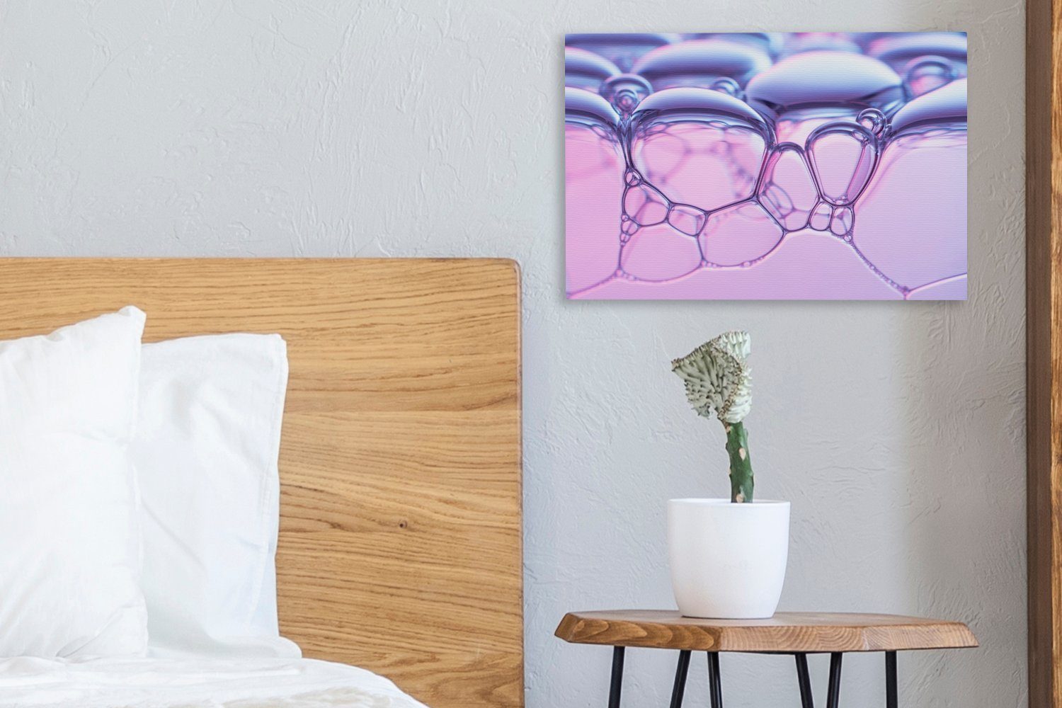 OneMillionCanvasses® Leinwandbild Seifenblasen Rosa Leinwandbilder, Wasser, St), Wanddeko, cm - 30x20 - (1 Aufhängefertig, Wandbild