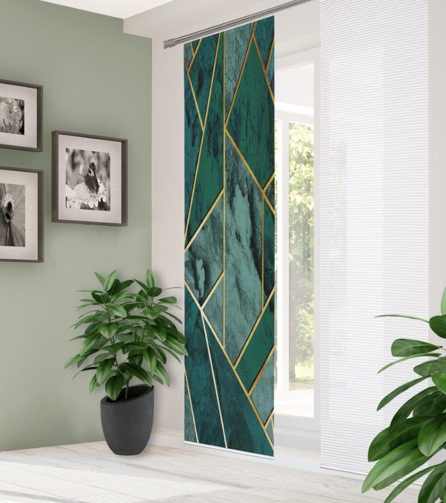 HOME in green Schiebegardine Home In Green Schiebevorhang Bambusoptik Recycelt Digitaldruck Signum (1 St), Kunstfaser, 1x Schiebewand inkl. Paneelwagen und Klemmleiste Grün