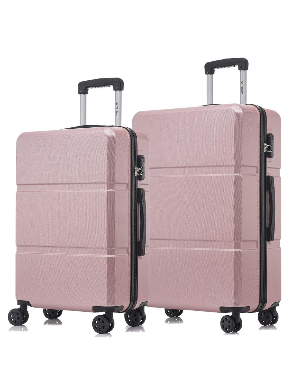 YONSLY Kofferset Reisekoffer Set Hartschale ABS, 4 Rollen, (Spar-Set, 2 tlg., Hartschalen Trolley Set), Wasserabweisend Stoßfest Robust