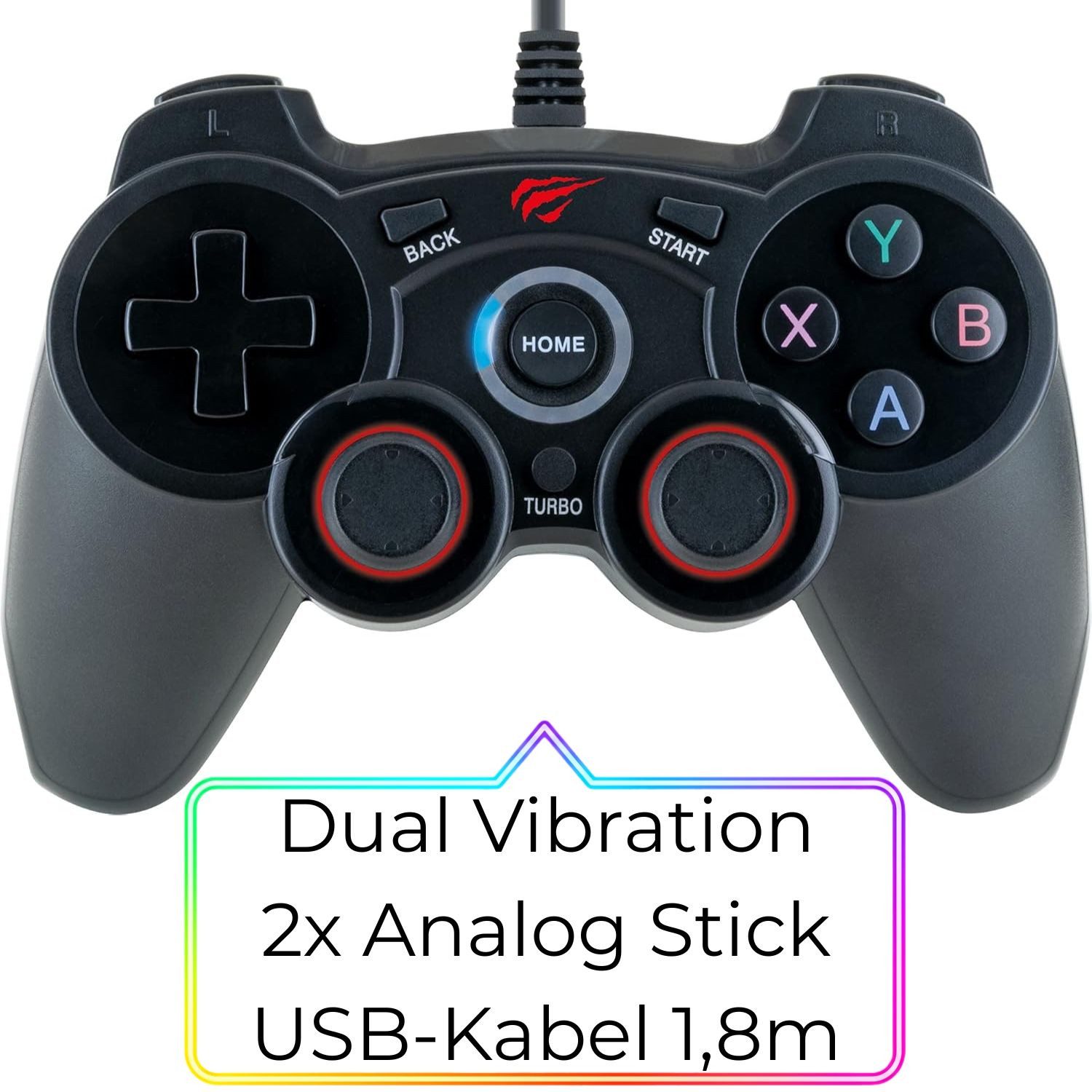 Schwaiger GPC18 USB Gaming Controller Pad 2x Vibration PC-Controller (1x Controller, Joystick Gamecontroller passend für PC Notebook Sony PS3 Android TV)