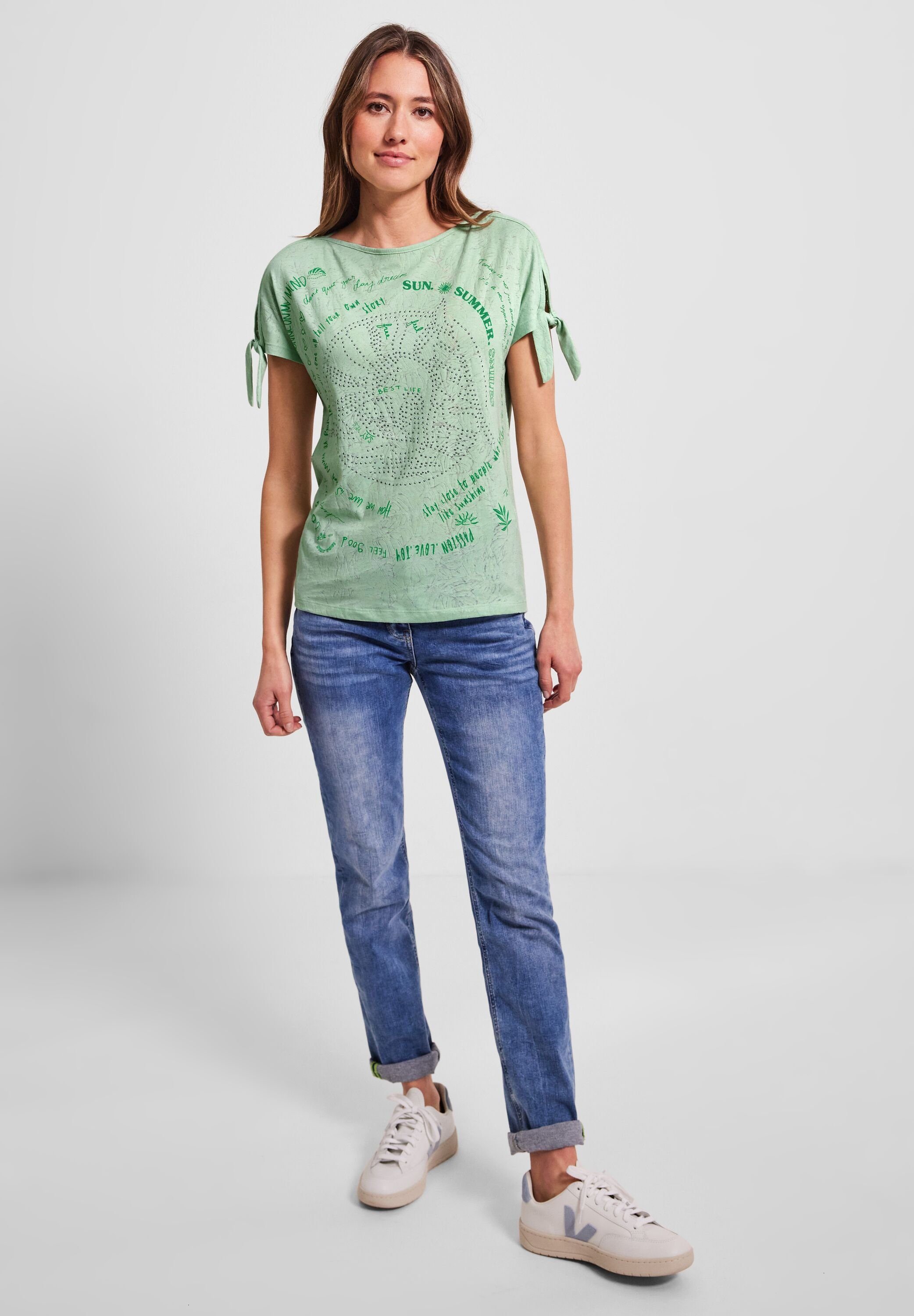 green Salvia burn in Cecil out Knotendetail Out T-Shirt Knotendetail (1-tlg) Cecil mit T-Shirt salvia Burn