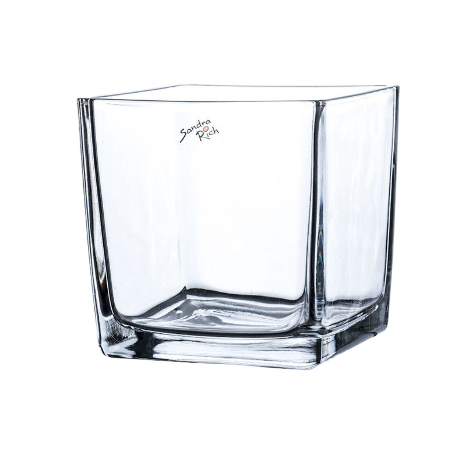 Sandra Rich Teelichthalter CUBE, Maschinenglas, Transparent, Würfel, H: 14cm