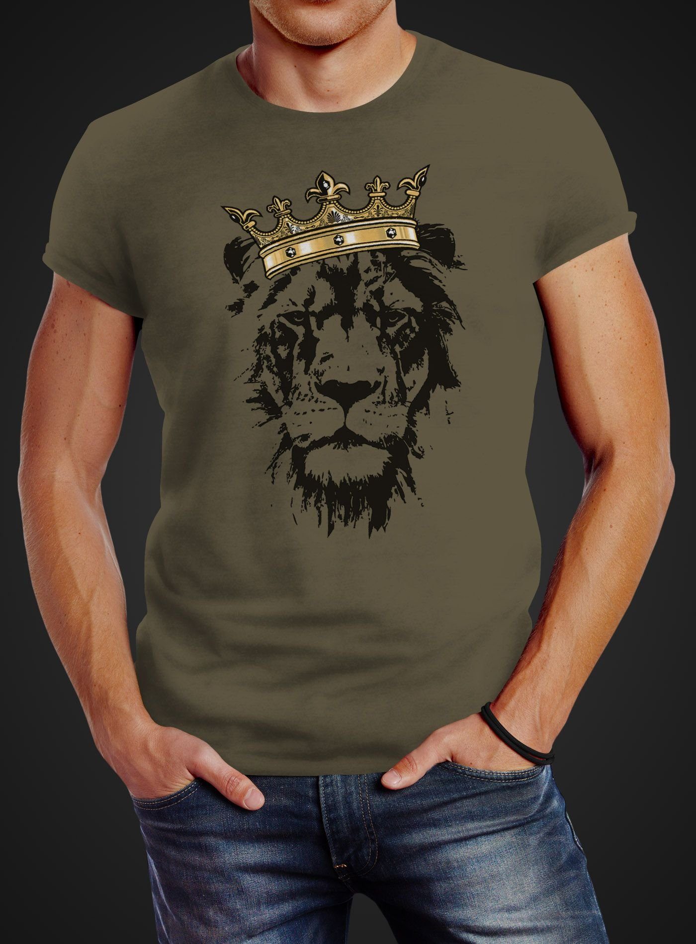 Neverless Print-Shirt Herren T-Shirt König der günstig online kaufen
