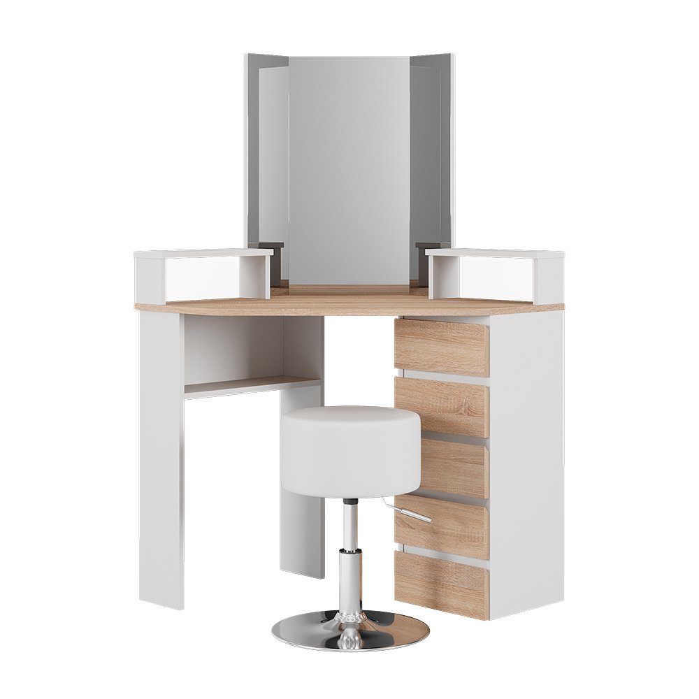 Vicco Schminktisch Tilda, Weiß/Sonoma, 113.3 cm günstig online kaufen