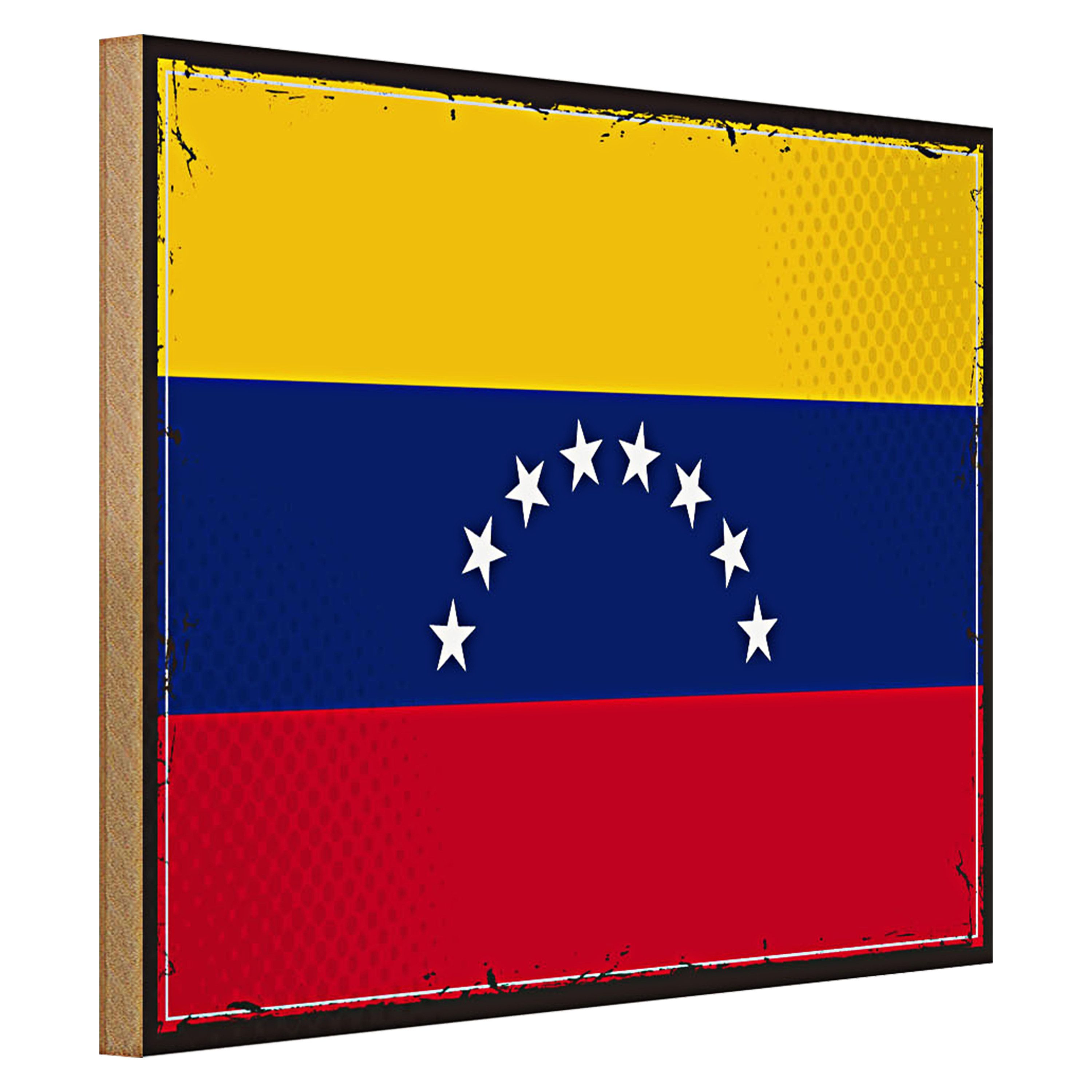 Roomando Holzbild Flagge Venezuela 40x30cm Retro Flag Venezuela