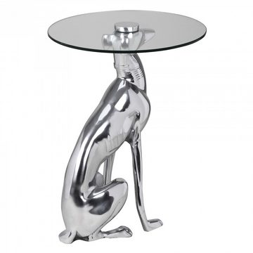 Lomadox Beistelltisch, Design Deko Figur DOG aus Aluminium Farbe Silber B/H/T ca. 40/50/40cm
