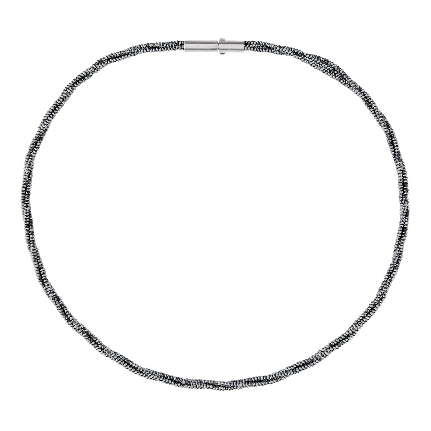 Ernstes Design Collier Ernstes Design Hals-Kette Collier Edelstahl schwarz Hämatit K858 45cm